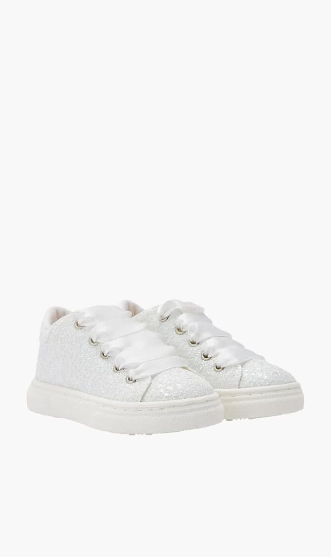 Lace Up Glitter & Tulle Sneakers