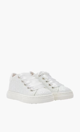 Lace Up Glitter & Tulle Sneakers