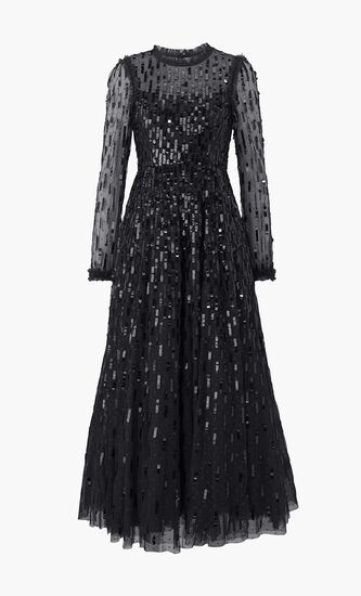 Sequin Dash Long Sleeve Gown