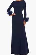 Fitted Jersey Gown With 3D Flowers