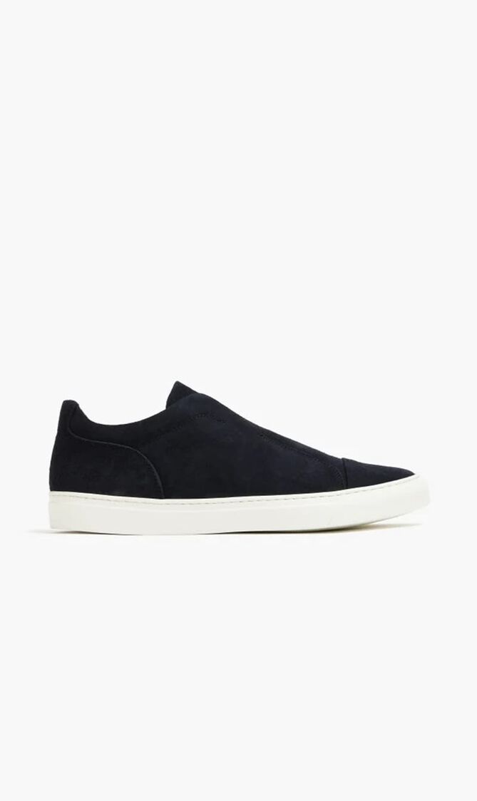 AARON SUEDE DARK NAVY TRAINER ALABASTER