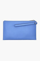 Jet Set Travel Large Top Zip Pebbled Leather Wristlet Pouch