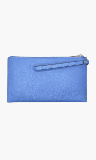 Jet Set Travel Large Top Zip Pebbled Leather Wristlet Pouch