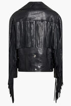BLOUSON LEATHER LEATHER WITH FRINGED DETAILS + CRUSCHED EFFECT