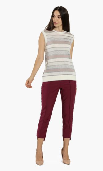 Julonia Sleeveless Knitted Stripes Sweater