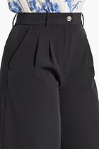 Pleated Wide Leg Crepon Pants
