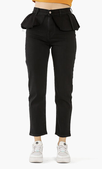 Ruffled Stretch Fit Jeans