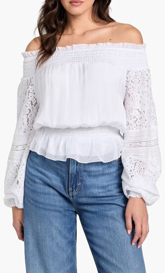 Silk Blend Off Shoulder Top