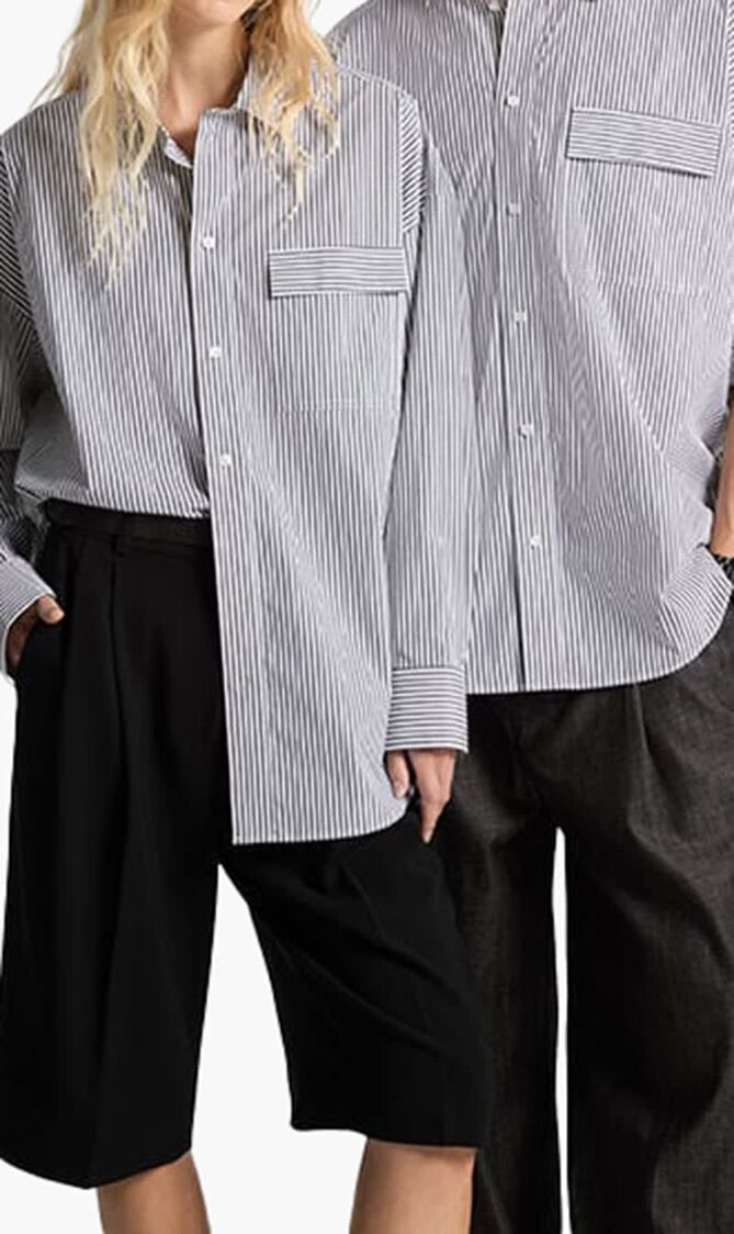Oversized Striped Stretch Cotton Poplin Shirt