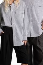 Oversized Striped Stretch Cotton Poplin Shirt