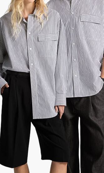 Oversized Striped Stretch Cotton Poplin Shirt