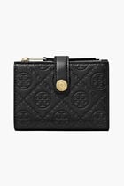 T Monogram Leather Bi-fold Wallet