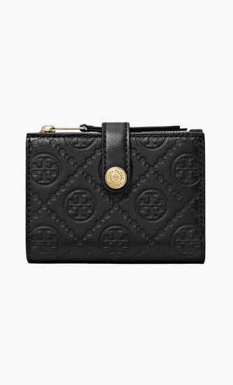 T Monogram Leather Bi-fold Wallet