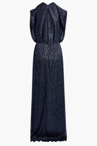 MAXI DRESS WITH BUTTONED SLASH NECK DETAIL