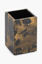 Black Gold Marble Lacquer Brush Holder