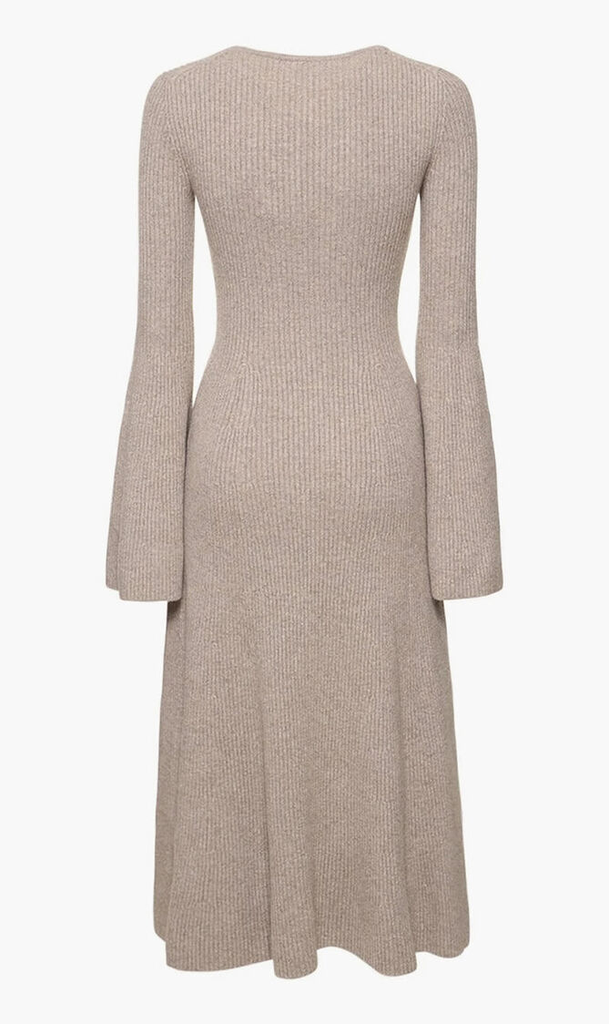 Flared Cashmere Blend Knit Midi Dress