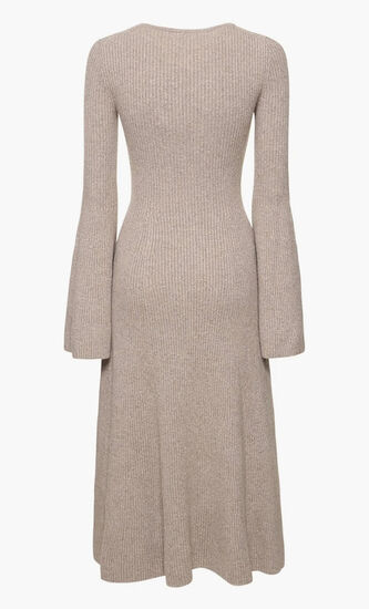 Flared Cashmere Blend Knit Midi Dress