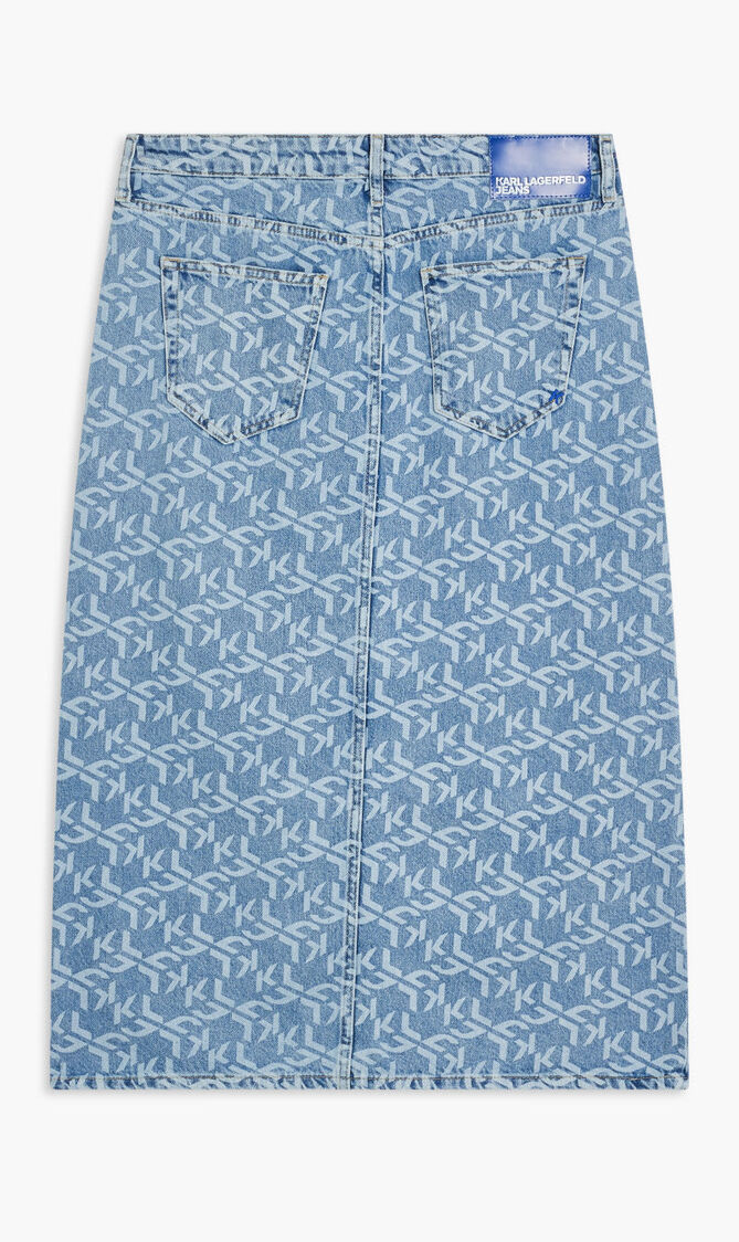 KLJ MONOGRAM DENIM MAXI SKIRT