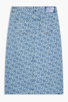 KLJ MONOGRAM DENIM MAXI SKIRT