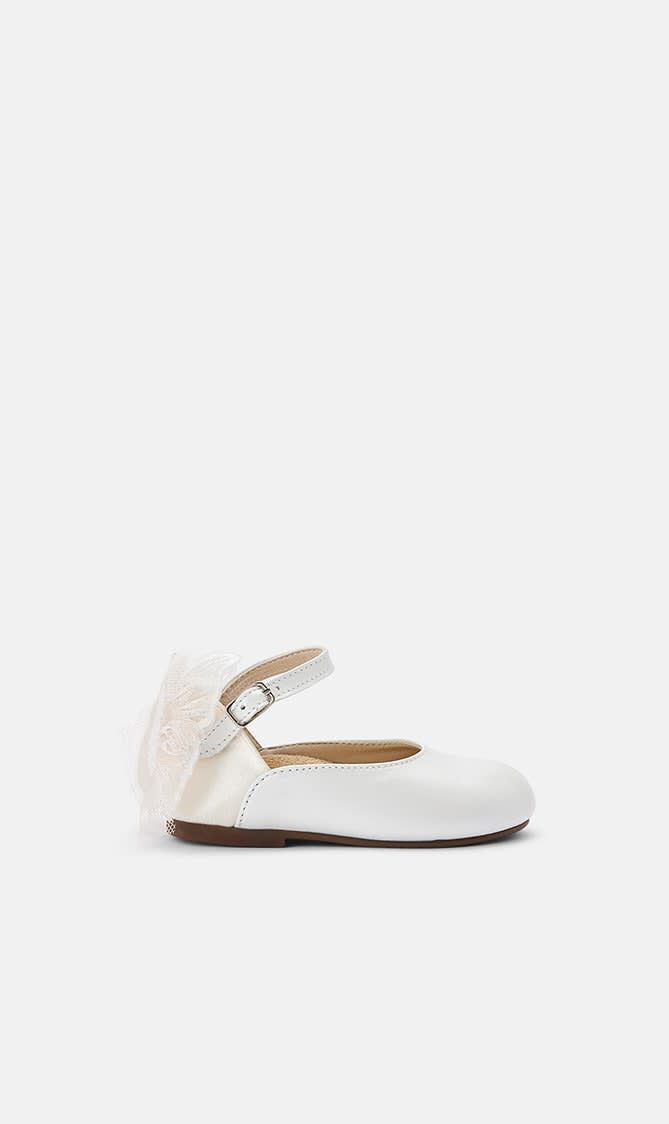 FABRIC BUTTERFLY DECORATION EMBELLISHED HEEL FRENCH BALLERINAS