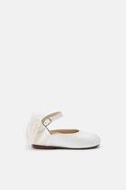 FABRIC BUTTERFLY DECORATION EMBELLISHED HEEL FRENCH BALLERINAS