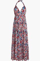 Flowers in the Sky Viscose Long Backless Dress