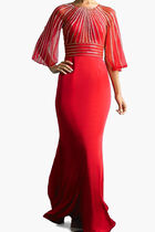 One Shoulder Sequin Striped Gown One Shoulder Sequin Striped Gown