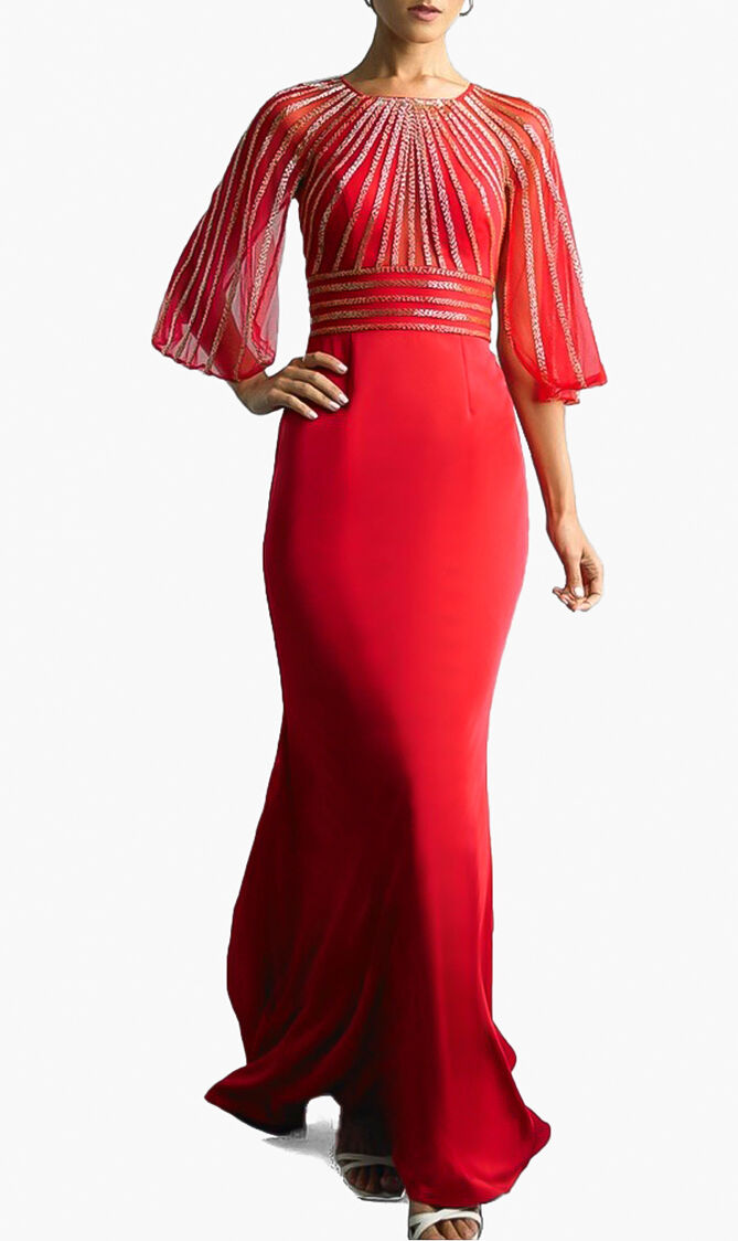 One Shoulder Sequin Striped Gown One Shoulder Sequin Striped Gown
