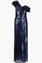 Asymmetrical Wrap Sequin Gown