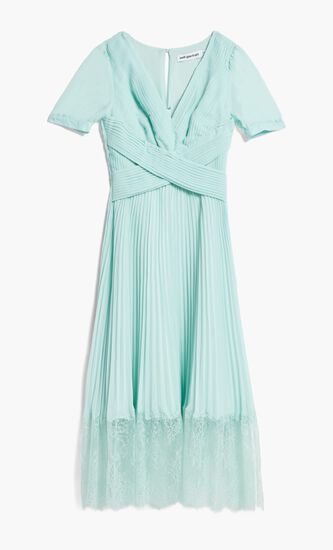 BLUE CHIFFON CROSSOVER MIDI DRESS