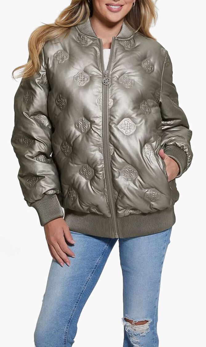 Faux Leather Long Bomber Jacket