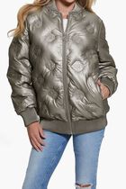 Faux Leather Long Bomber Jacket