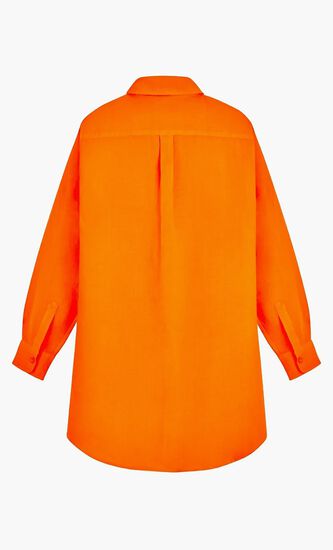 Linen Shirt Solid Dress