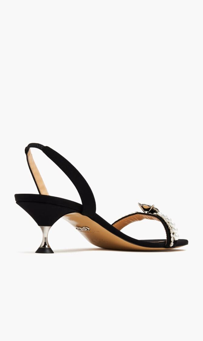 DIMOND OF ELIZABETH BLACK GROSGRAIN SLINGBACKS(55MM)