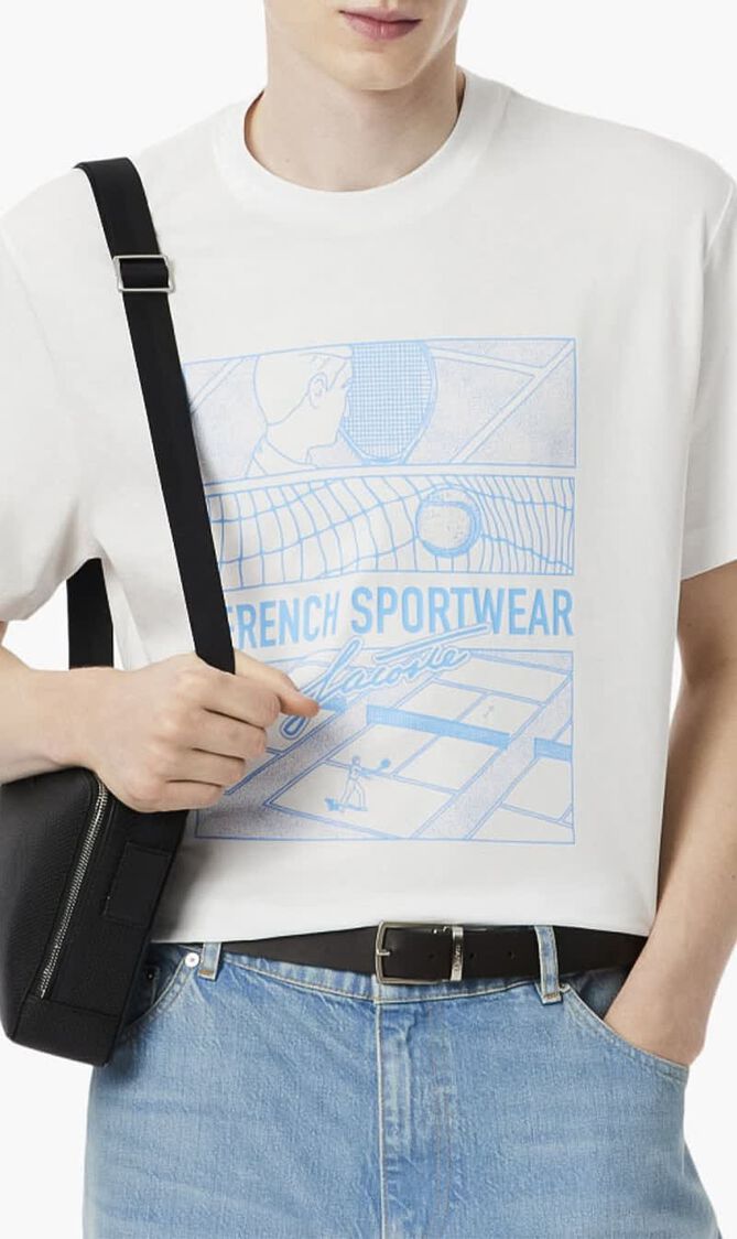 Tennis Court Print Cotton T-shirt