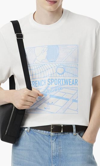 Tennis Court Print Cotton T-shirt