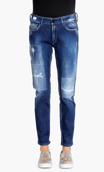 Paint-Splatter Skinny Jeans