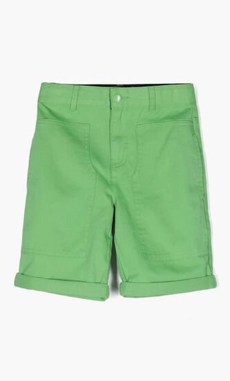 Green shorts for boy with logo