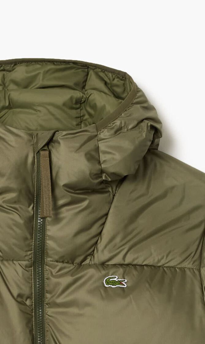 Short Water-Repellent Hooded Puffed Jacket