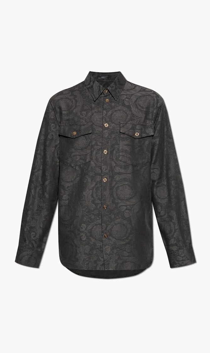 SHIRT DENIM CHAMBRAY COTTON VISCOSE BAROCCO JACQUARD