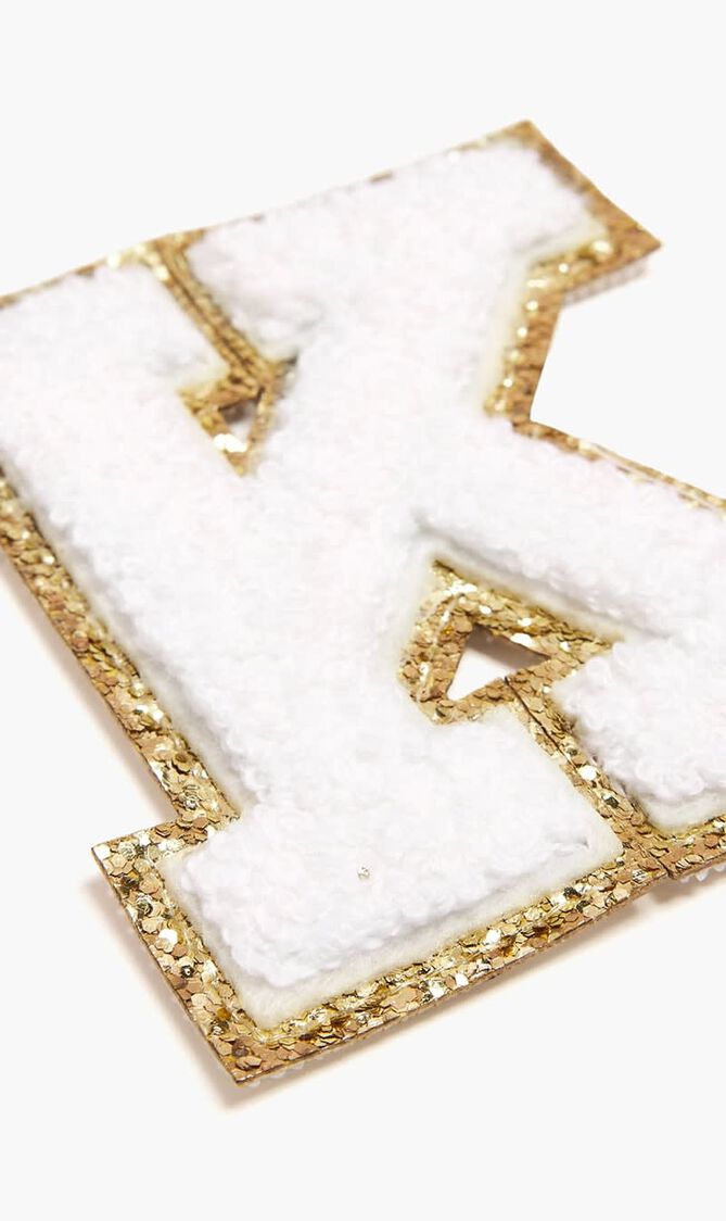 Chenille Sparkle Letter 'K' patch