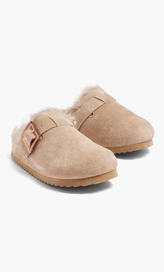 Suede Furry Sabot