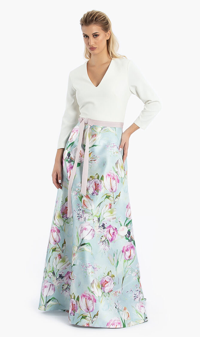 Theia Floral Evening Gown