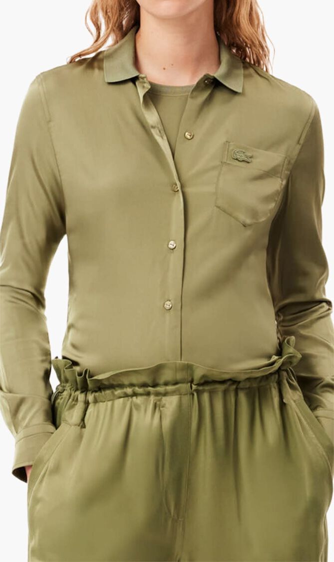 Fluid Ribbed Collar Shirt