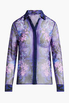 FORMAL SHIRT SILK CHIFFON FABRIC PRINT FOULARD ORCHIDS
