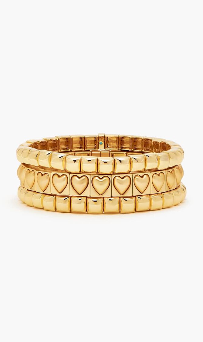 Puffy Heart Stud Bracelet Stack