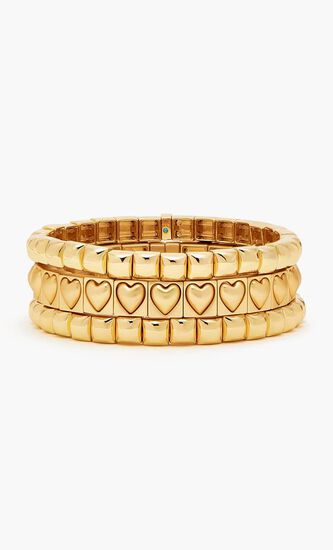 Puffy Heart Stud Bracelet Stack