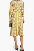 Baroque Print Silk Shirt Dress