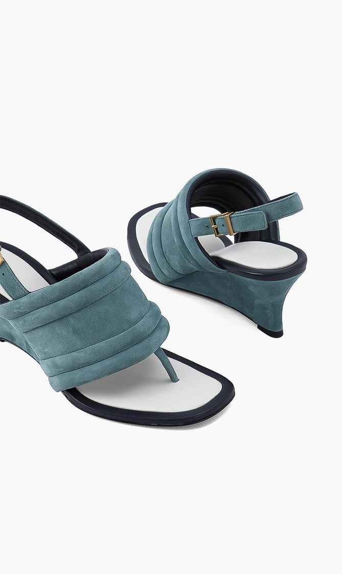Puffy Wedge Suede Sandals