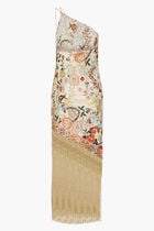 One Shoulder Dress with Fringe Hem
